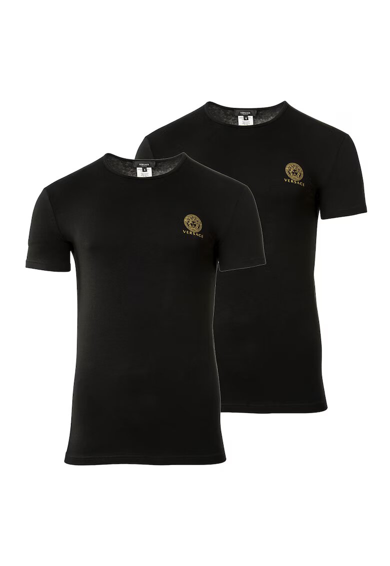 Versace Set de tricouri de casa cu decolteu la baza gatului - 2 piese - Negru