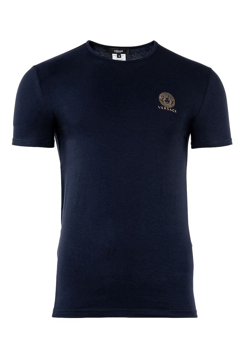 Versace Tricou de casa cu decolteu la baza gatului si logo