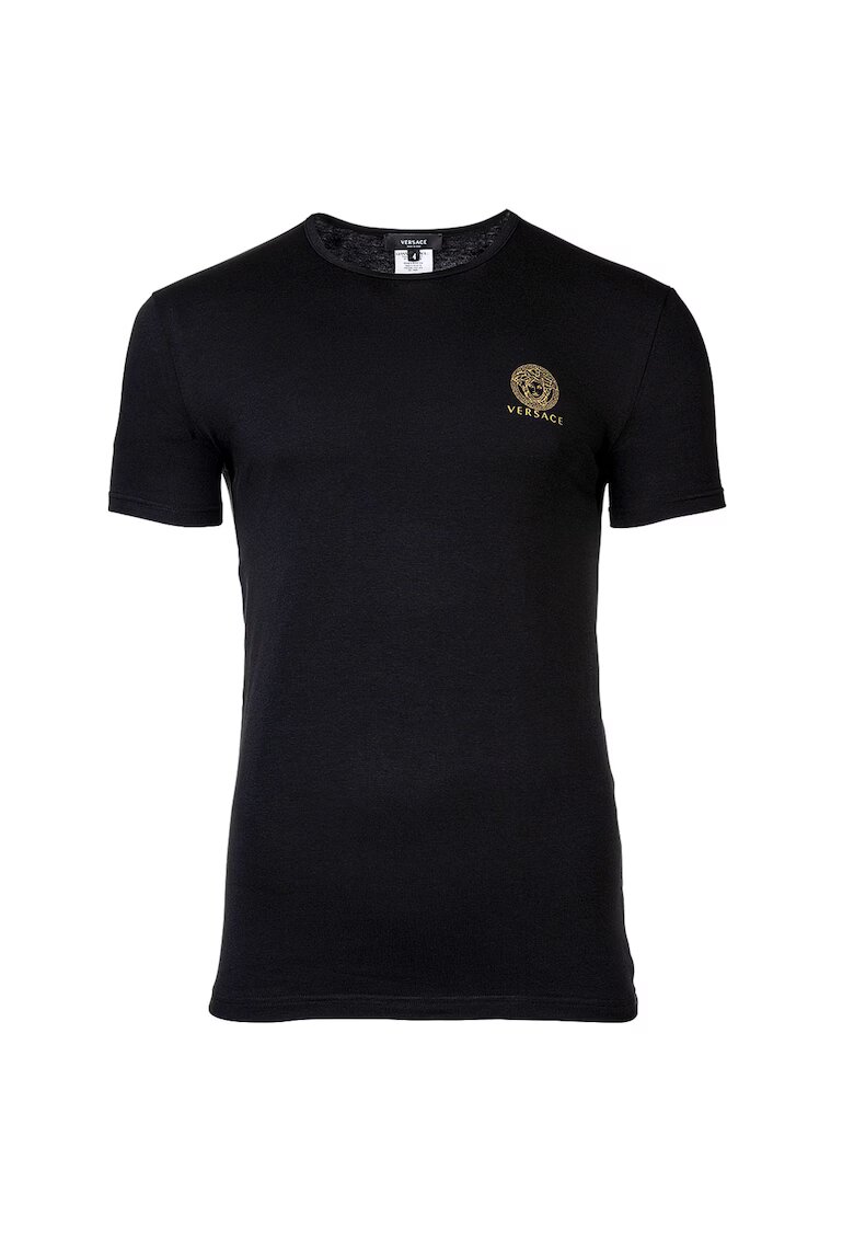 Versace Tricou de casa cu decolteu rotund si logo - Negru