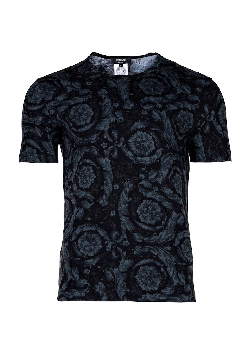 Versace Tricou din amestec de bumbac organic cu model floral 48283 - Negru/Gri