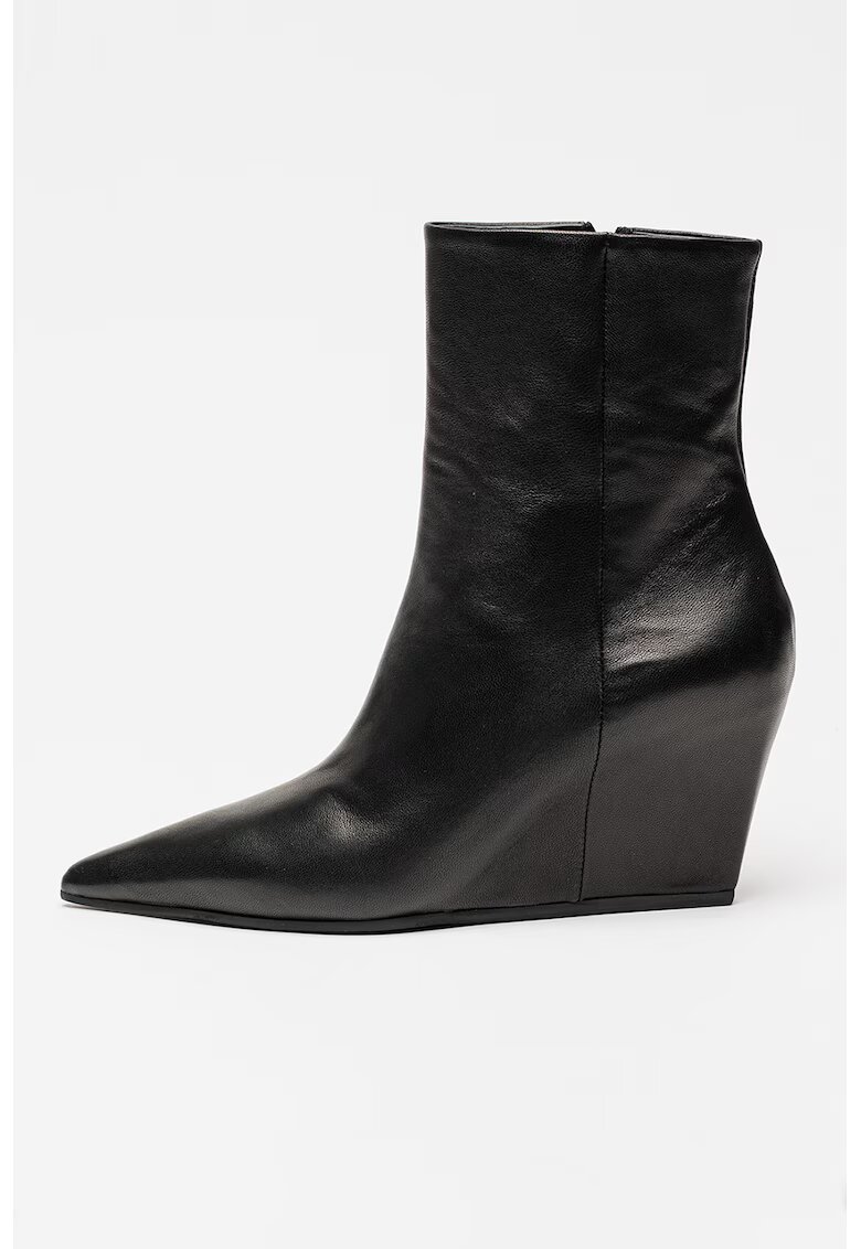 Vic Matié Botine din piele cu talpa wedge - Negru