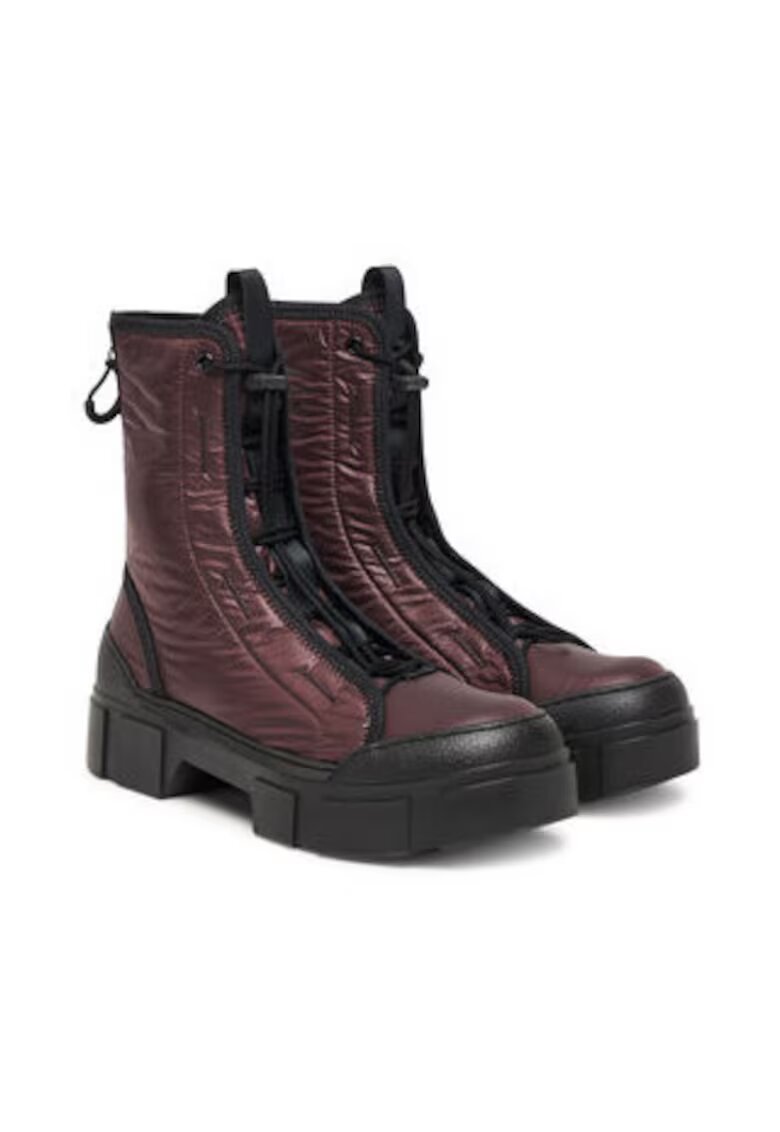 Vic Matié Ghete dama - - pana la glezna - material textil - maro inchis/negru
