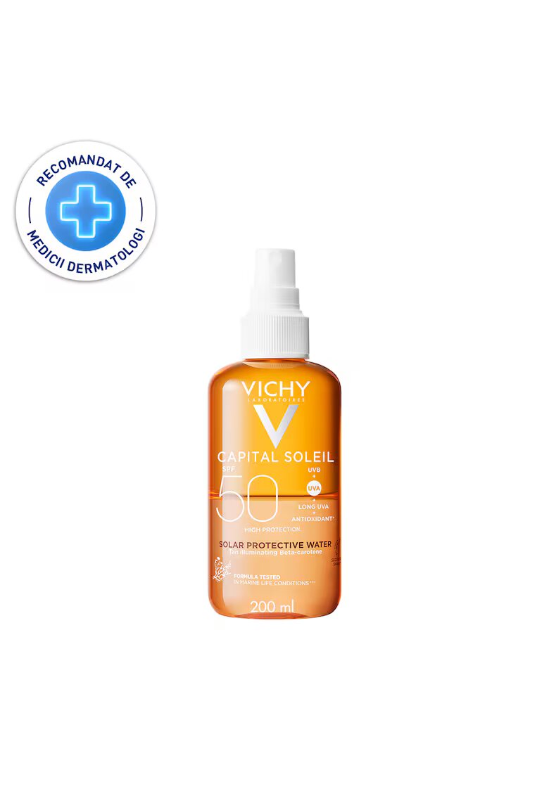 Vichy Apa cu protectie solara Capital Soleil cu SPF - bronz imbunatatit cu beta-caroten - 200 ml - 50 SPF