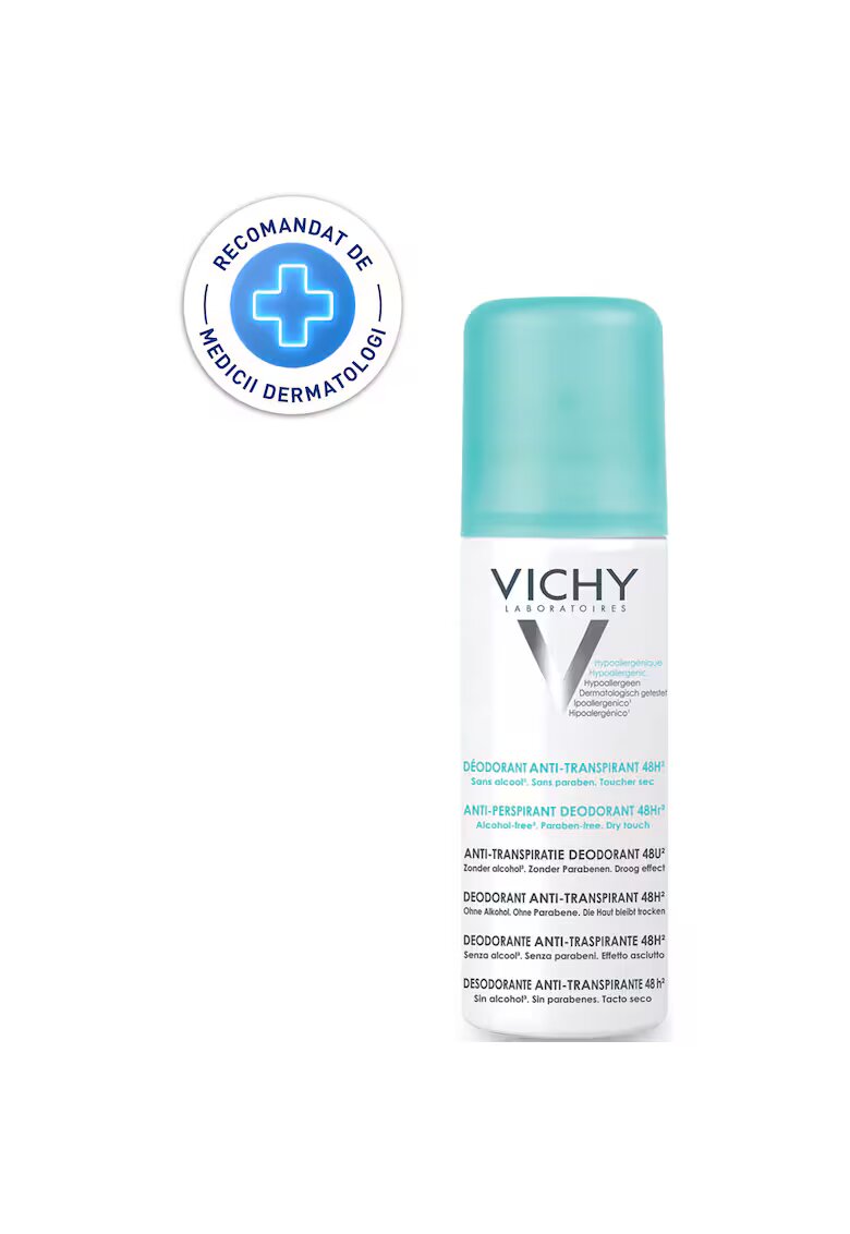 Vichy Deodorant spray antiperspirant pentru barbati si femei fara alcool 48h - 125 ml