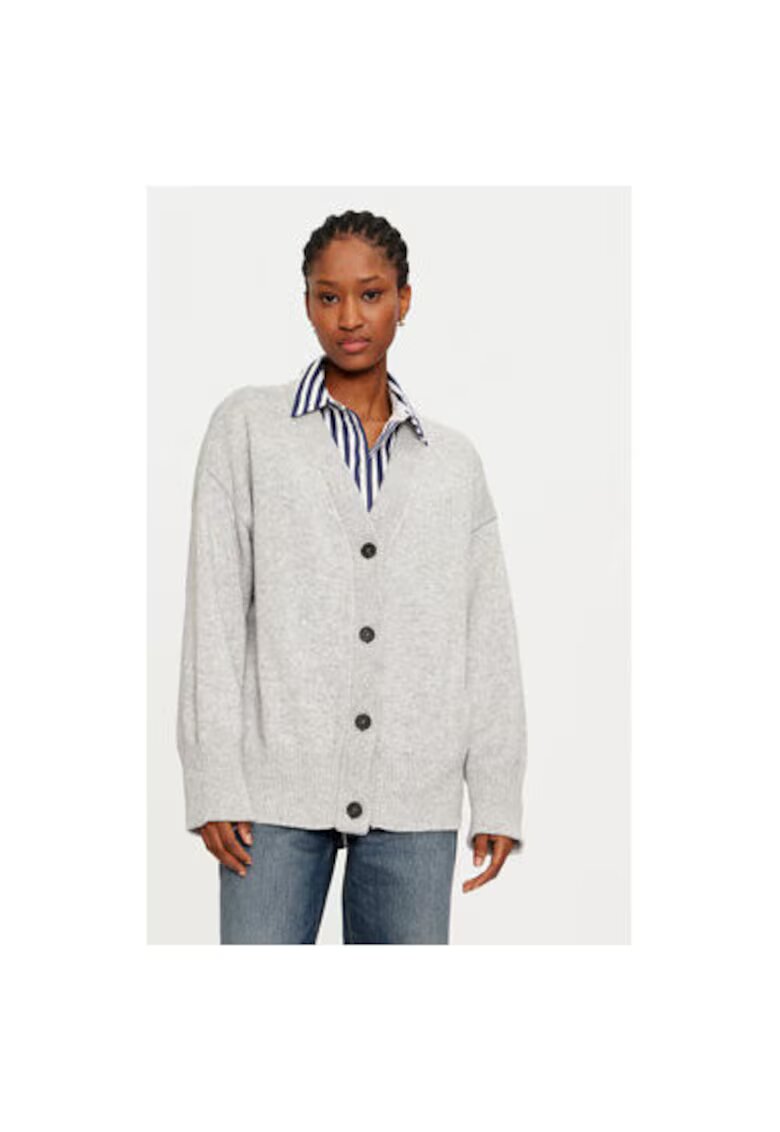 ViCOLO Cardigan dama - 304948947 - Viscoza/Poliamida/Lana - One Size INTL - Gri