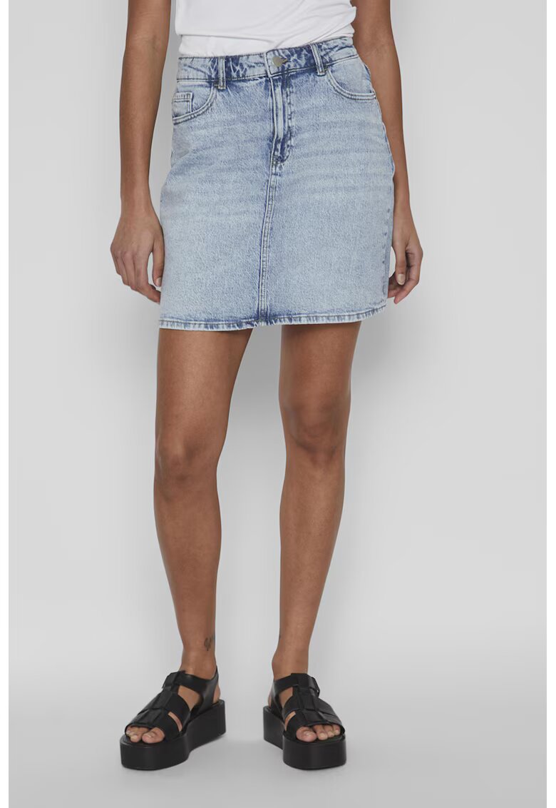 Vila Fusta dreapta scurta de denim - Albastru deschis