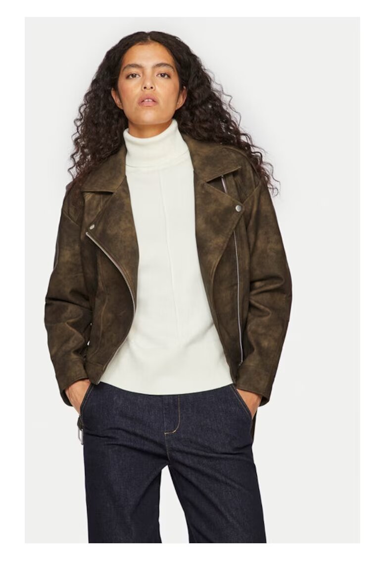 Vila Geaca din imitatie de piele Line 14102785 Maro Regular Fit - Piele ecologica