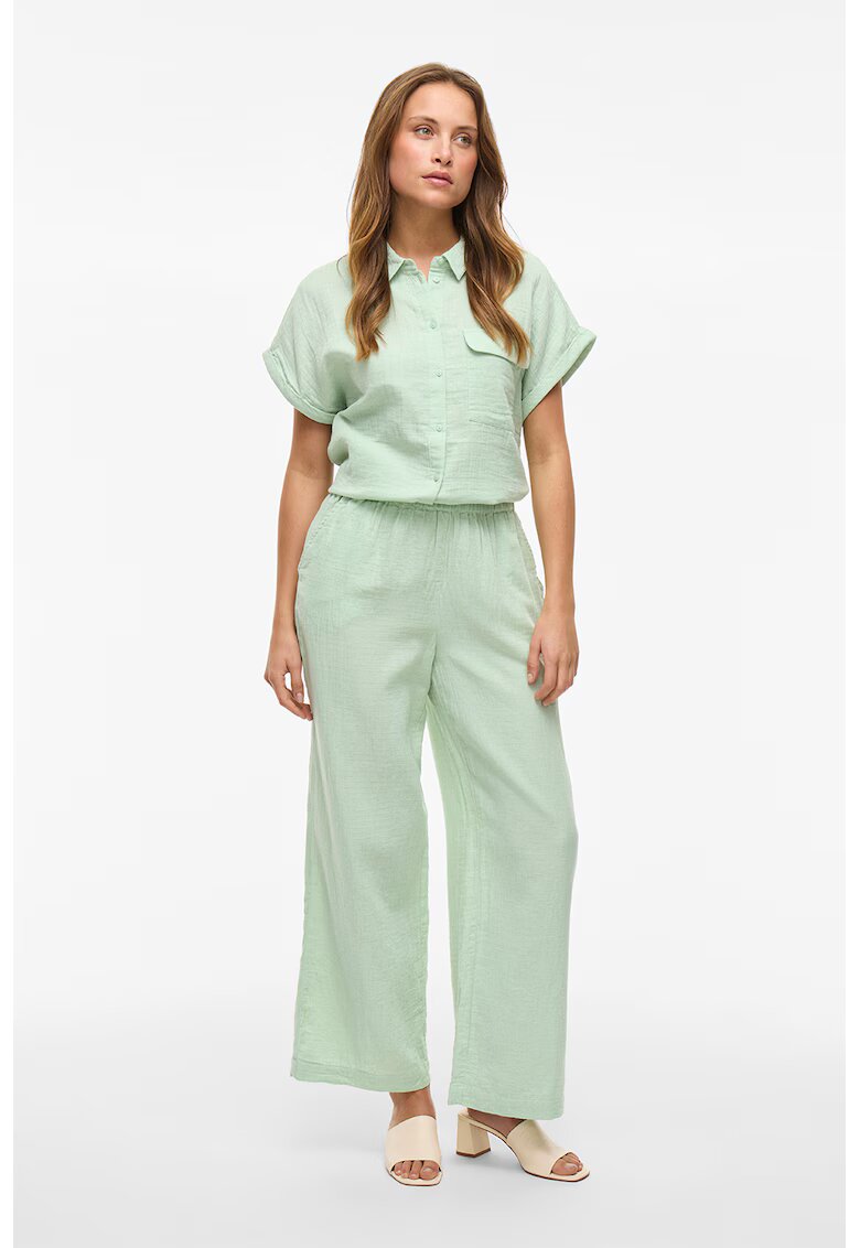 Vila Pantaloni ampli cu talie inalta - Verde menta