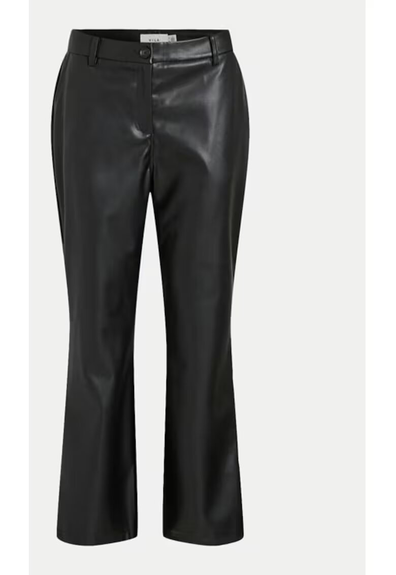 Vila Pantaloni din imitatie de piele Paloma 14098247 Negru Flare Fit - Piele ecologica