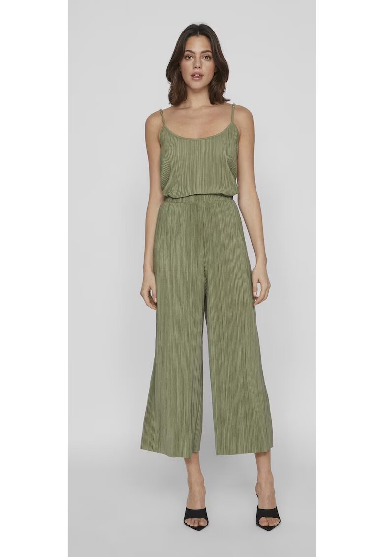 Vila Pantaloni din stofa culotte cu talie elastica - Verde
