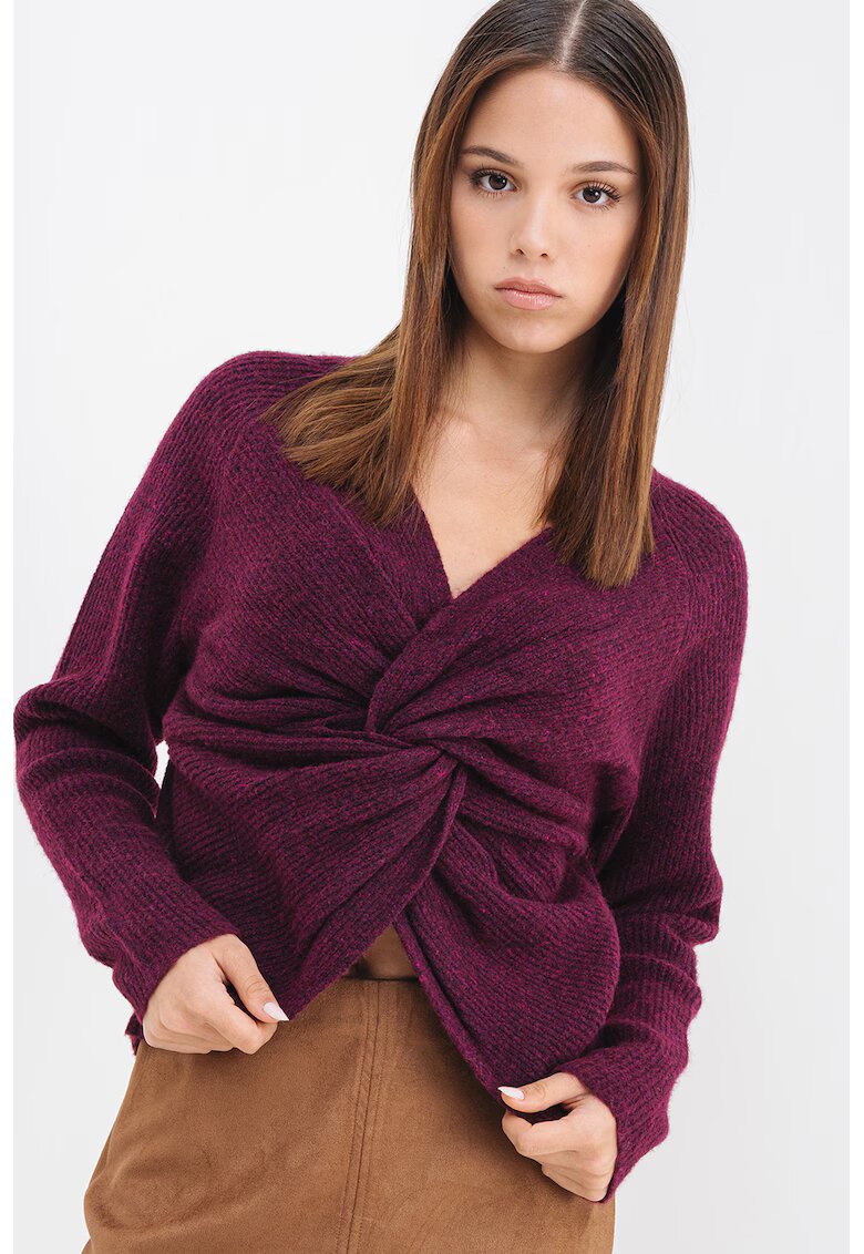 Vila Pulover din amestec de lana cu model rasucit in partea din fata - Violet tyrian