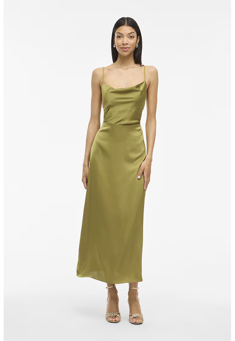 Vila Rochie-furou cu aspect de satin - Verde masliniu