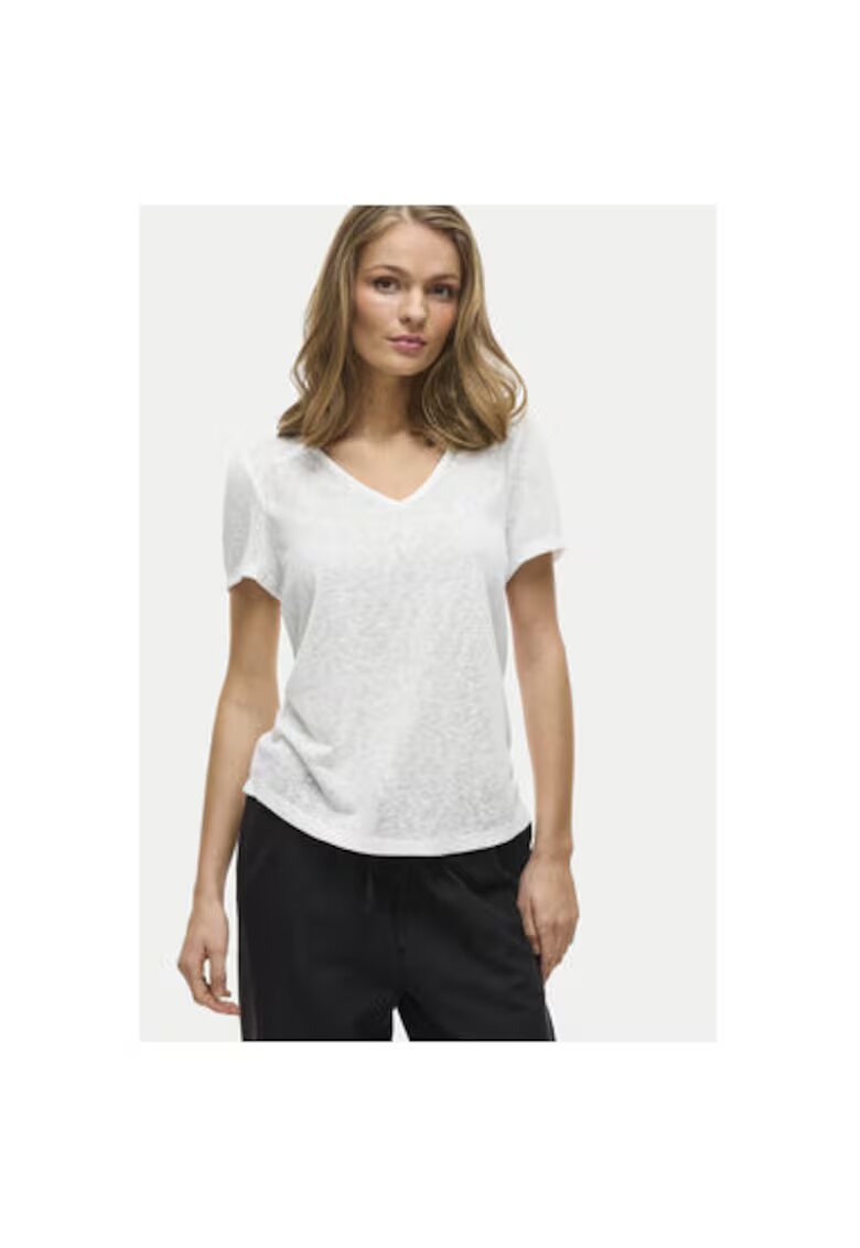 Vila Tricou dama - 304902970 - Poliester reciclat/Viscoza - Alb - Alb