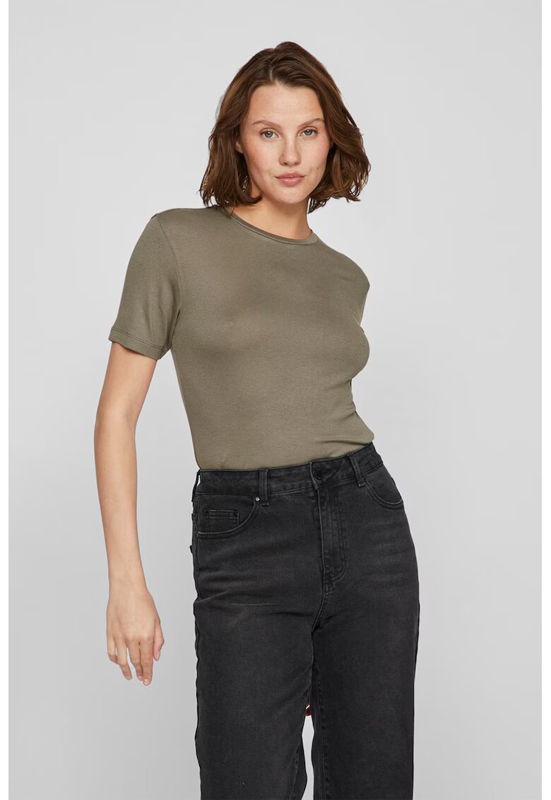Vila Tricou din amestec de modal cu decolteu la baza gatului