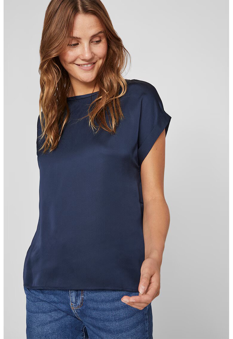 Vila Tricou uni cu aspect satinat - Bleumarin