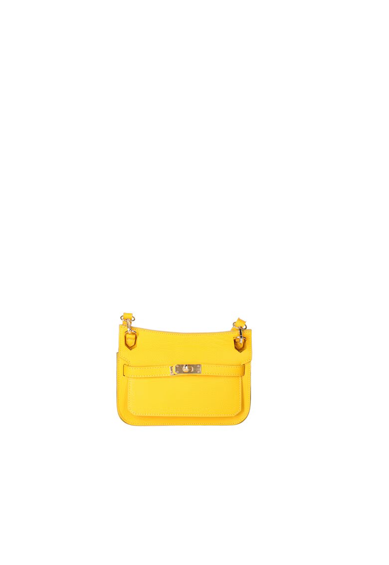Viola Castellani Geanta crossbody de piele cu bareta detasabila - Galben