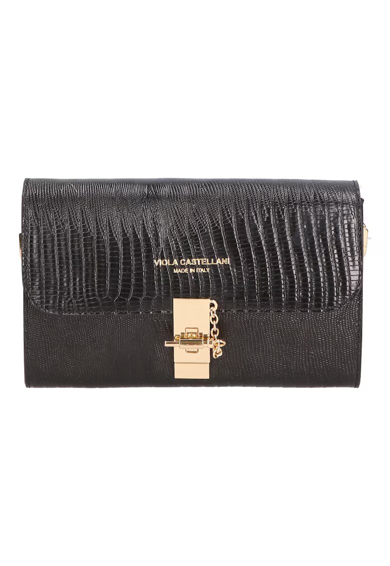 Viola Castellani Geanta crossbody texturata din piele - Negru