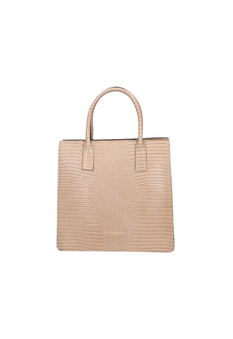 Viola Castellani Geanta tote din piele cu bareta detasabila - Maro taupe deschis