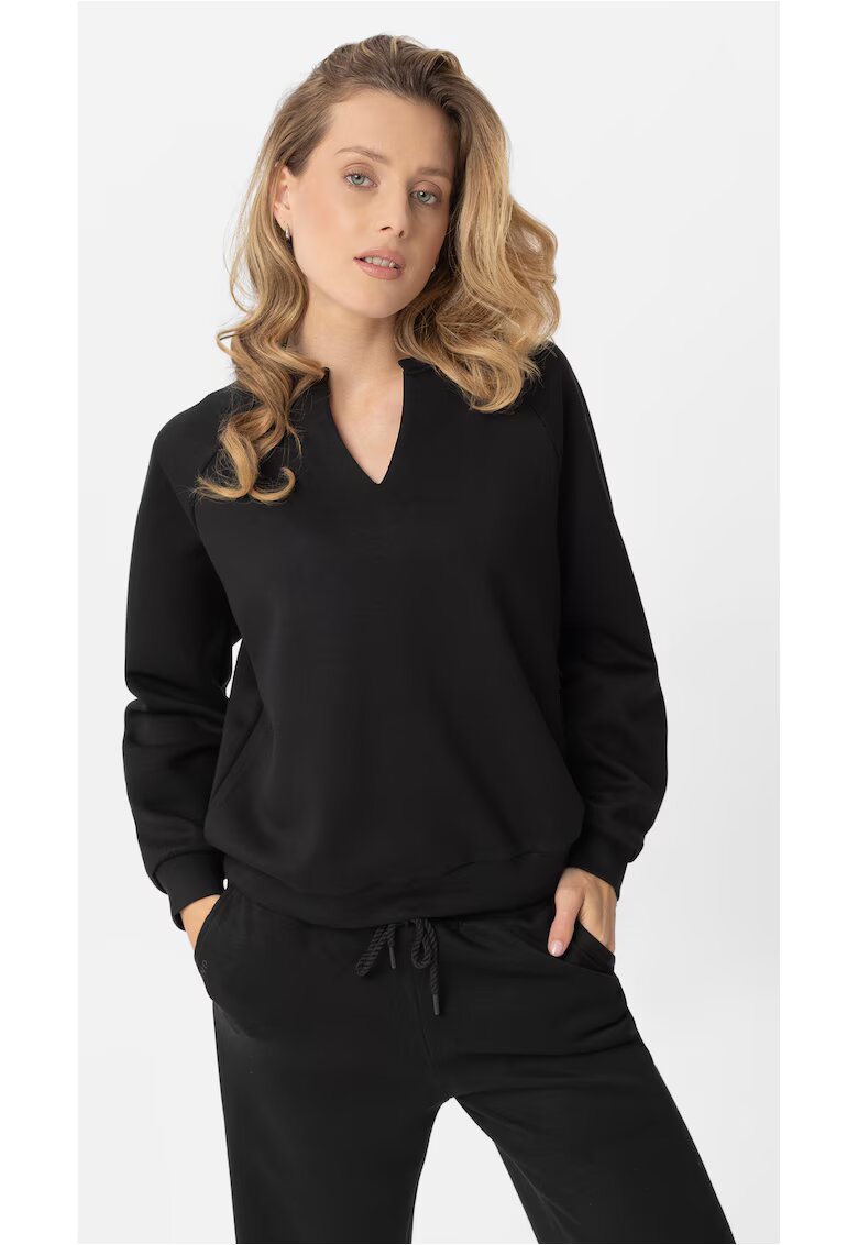 Volcano Bluza de trening cu decolteu in V B-Kaya - dama - Comfort Fit - lejer - negru - Negru
