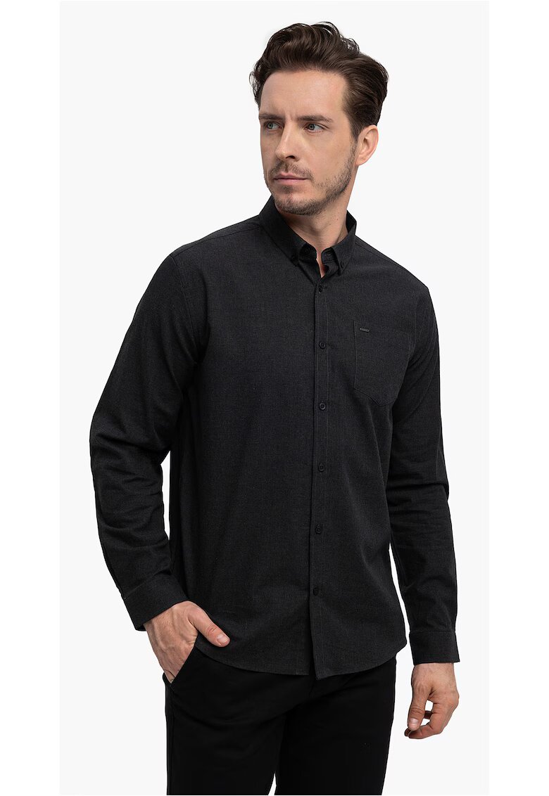 Volcano Camasa barbati din bumbac K-Beri - Slim Fit - grafit - Gri grafit