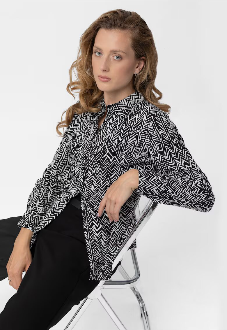 Volcano Camasa dama cu model geometric - Regular Fit - K-Rili - Negru I Alb