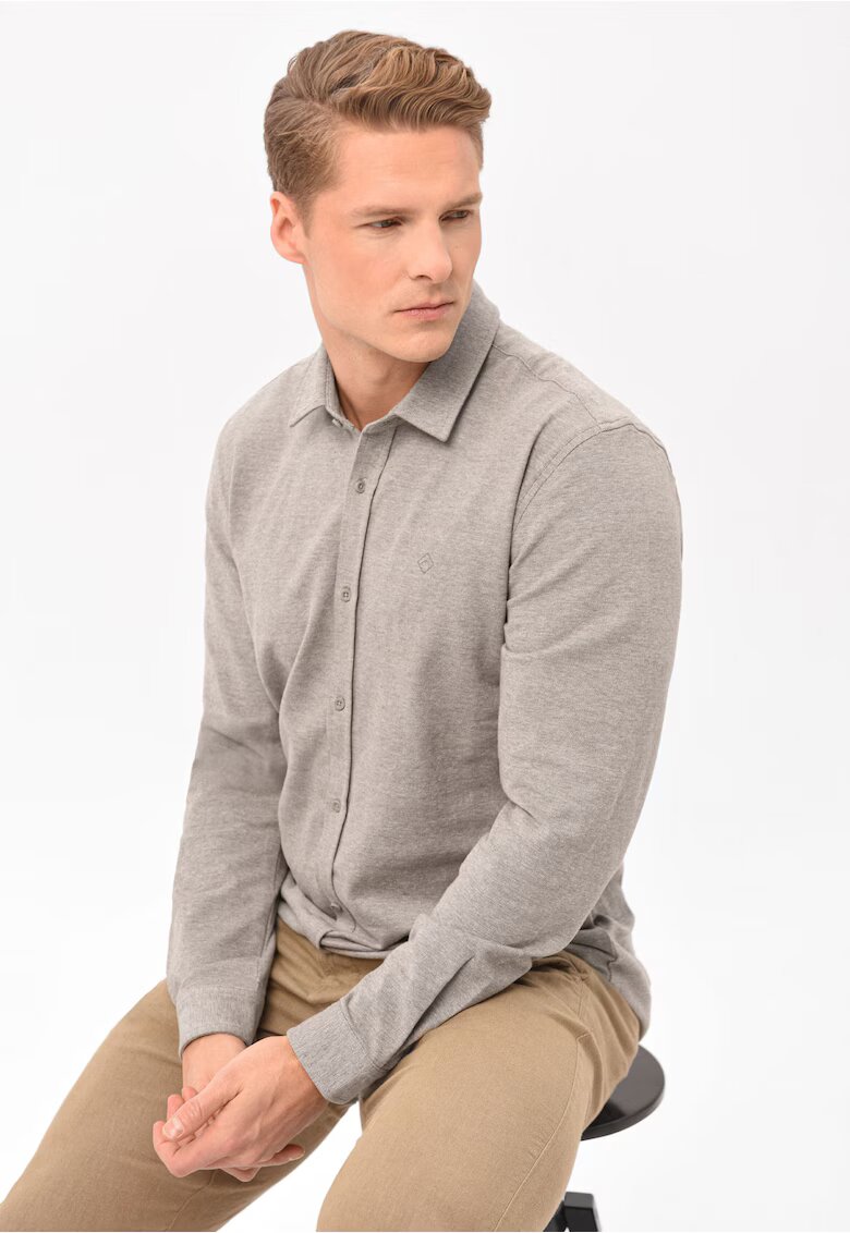 Volcano Camasa K-Sterry pentru barbati - moale - gri melange - Slim Fit