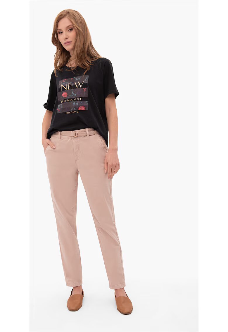 Volcano Pantaloni chino pentru femei cu curea R-Figya roz