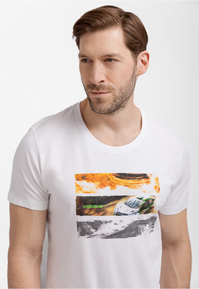 Volcano Tricou barbati T-Reli - alb imprimeu - 43964 - Alb