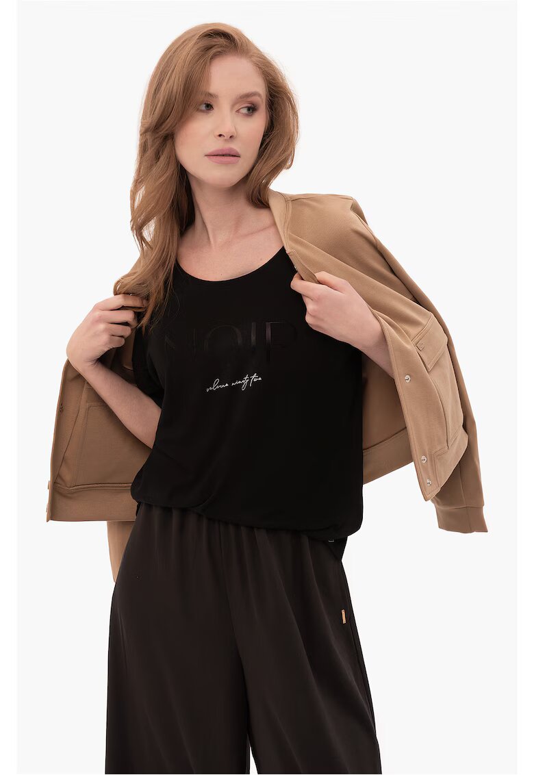 Volcano Tricou oversize T-Icon pentru femei - negru cu imprimeu