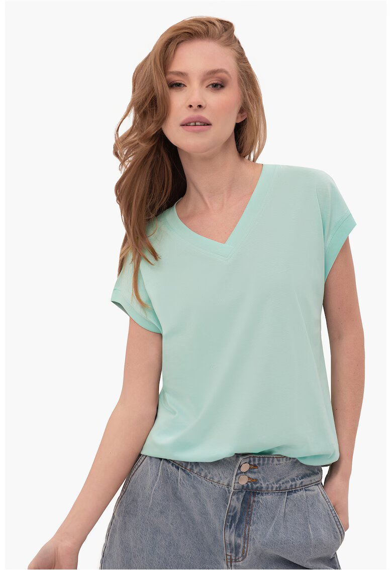 Volcano Tricou pentru femei T-Sky menta - V-neck Comfort Fit - Verde menta deschis