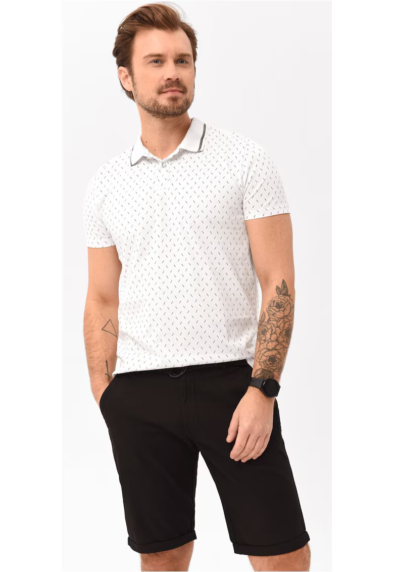 Volcano Tricou polo pentru barbati O-Caro - alb - cu model - Alb