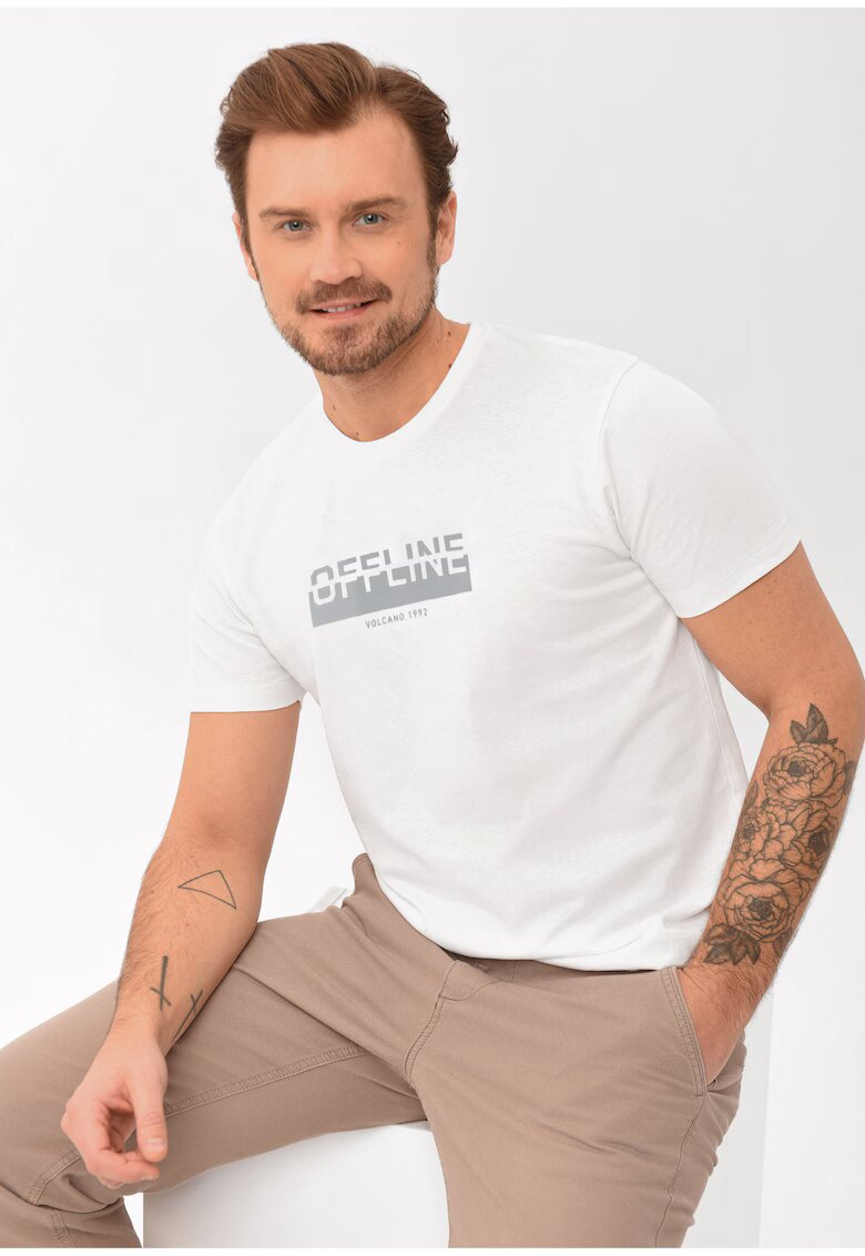 Volcano Tricou T-Often pentru barbati din bumbac - Comfort Fit - 46974 - Alb