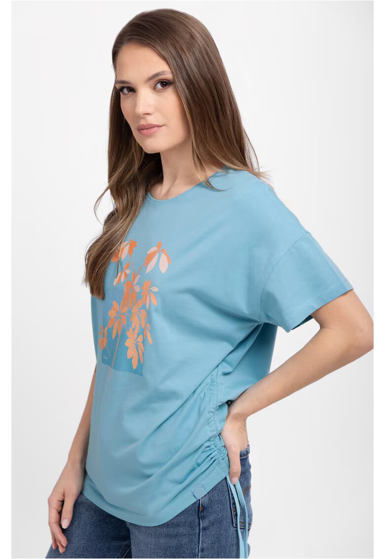 Volcano Tricou T-Plants pentru femei - turcoaz cu frunze
