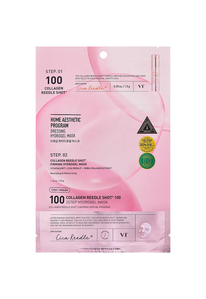 VT Cosmetics Masca de fata cu hidrogel - Collagen Reedle Shot 100 2 step Mask - 33 gr + 1.5 gr