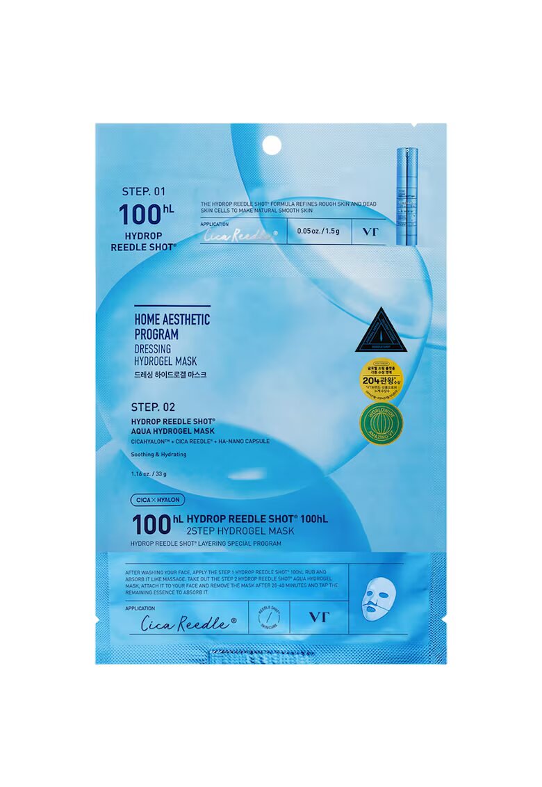 VT Cosmetics Masca de fata Hydrop Reedle Shot 100 cu hidrogel - 2 pasi 1 -5g+33g