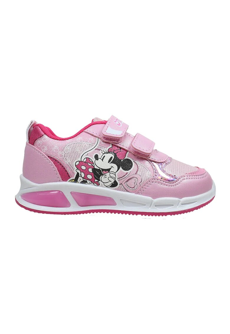 Walt Disney Pantofi sport cu garnituri de piele sintetica si Minnie Mouse - Alb/Roz deschis