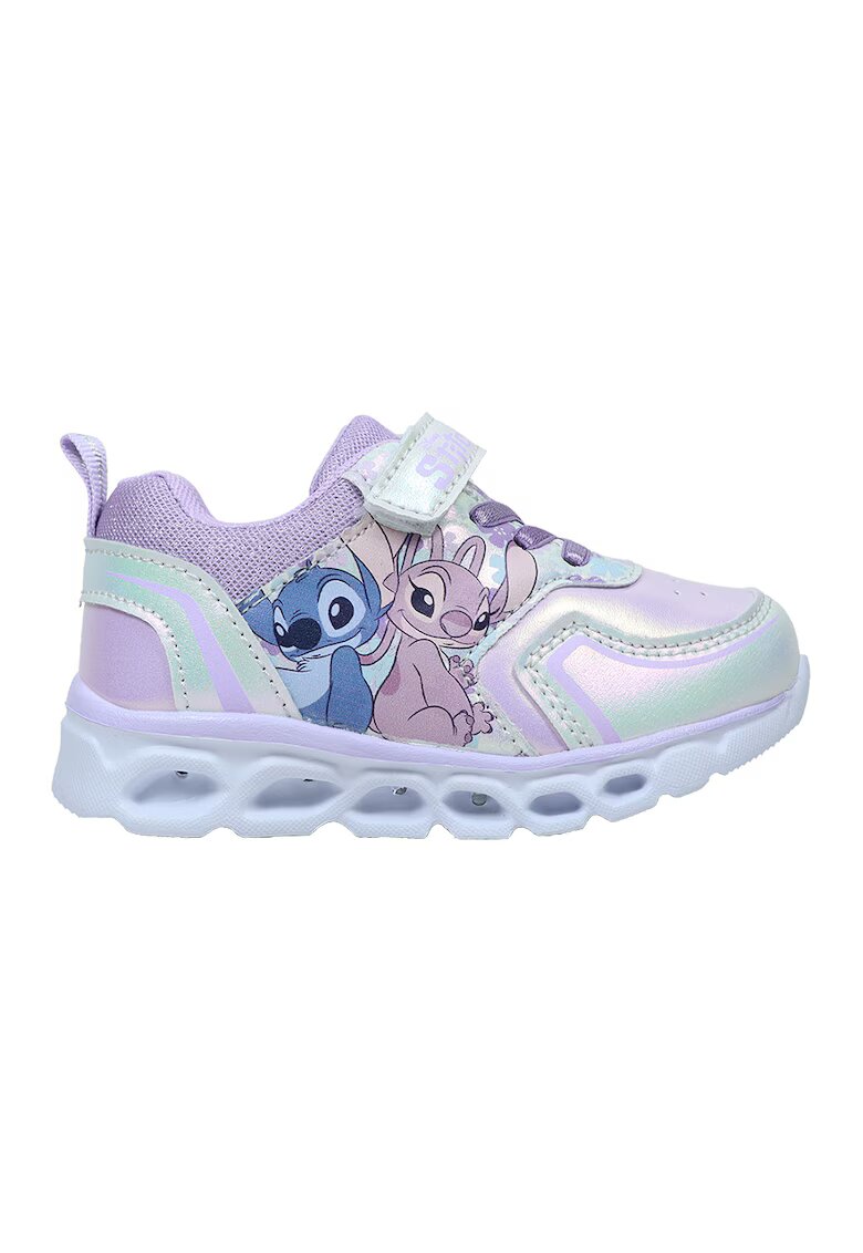 Walt Disney Pantofi sport cu velcro si LED-uri Lilo&Stitch - Lila/Argintiu
