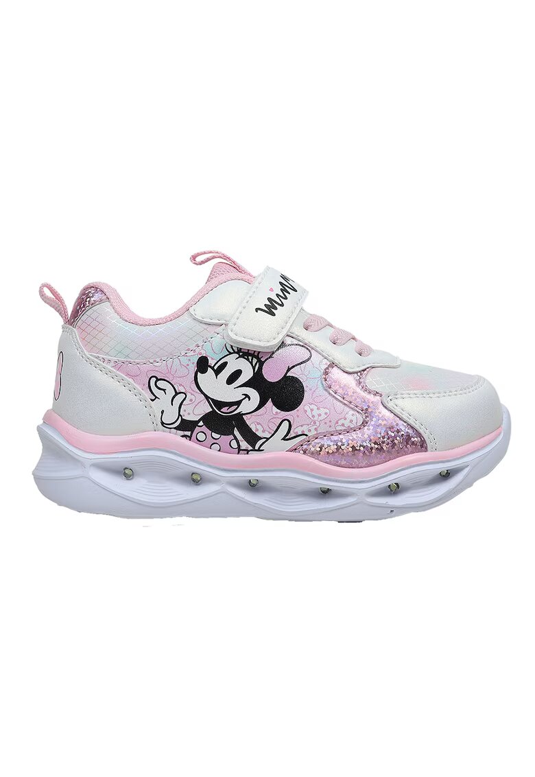 Walt Disney Pantofi sport cu velcro si Minnie Mouse - Roz deschis/Alb murdar