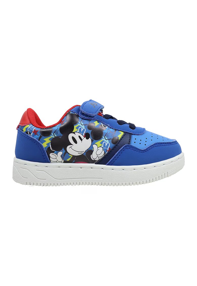 Walt Disney Pantofi sport de piele ecologica cu Micky Mouse - Rosu/Albastru royal