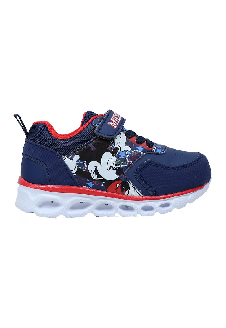 Walt Disney Pantofi sport wedge cu Mickey Mouse - Coral/Bleumarin