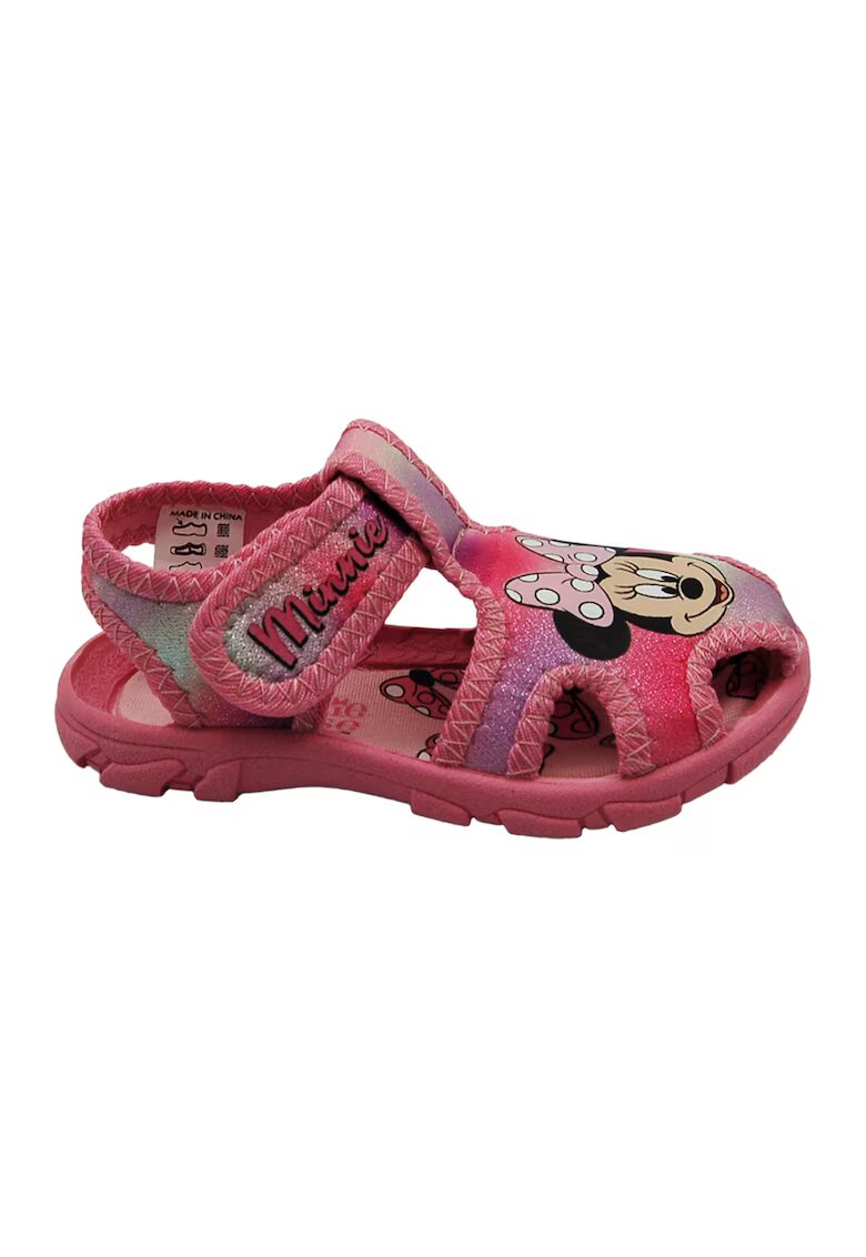 Walt Disney Sandale cu imprimeu Minnie Mouse si velcro - Roz