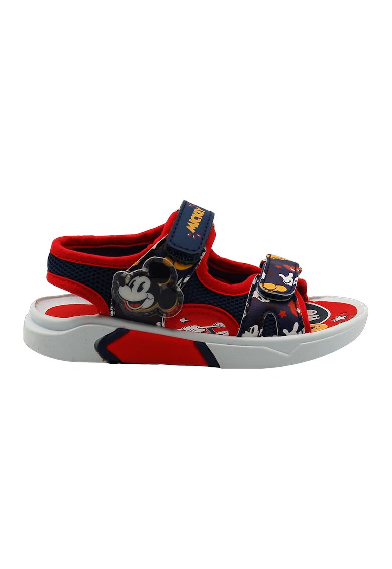 Walt Disney Sandale cu velcro si imprimeu Mickey Mouse - Rosu/Albastru inchis