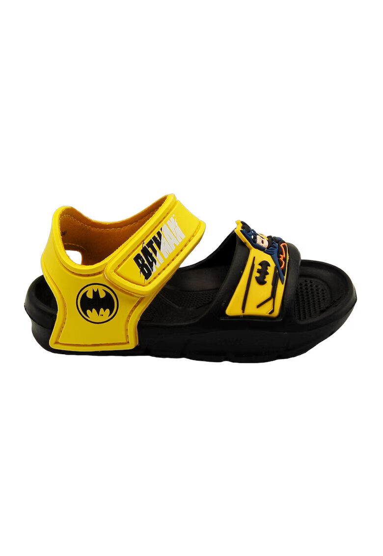 Warner Bros Sandale cu velcro si model Batman - Negru/Galben