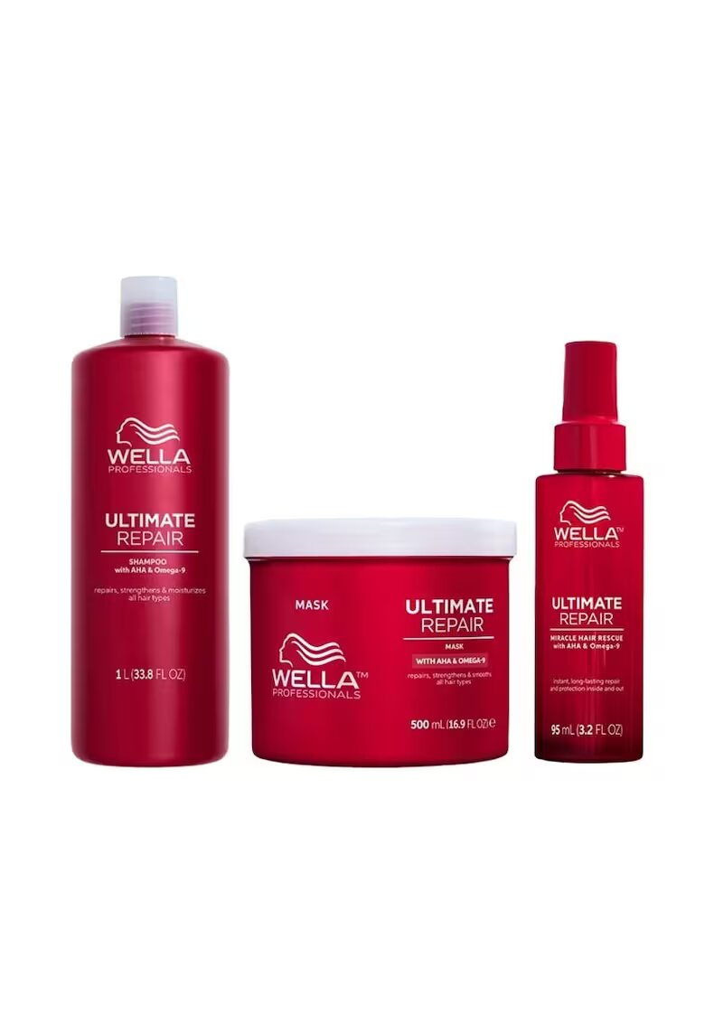 Wella Professionals Pachet Ultimate Repair – Sampon 1000 ml + Masca 500 ml + Spray Miracle Hair Rescue 95 ml