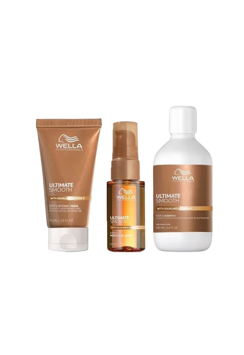 Wella Professionals Pachet Ultimate Smooth – Sampon - 100 ml + Masca - 75 ml + Ulei Miracle Serum - 30 ml