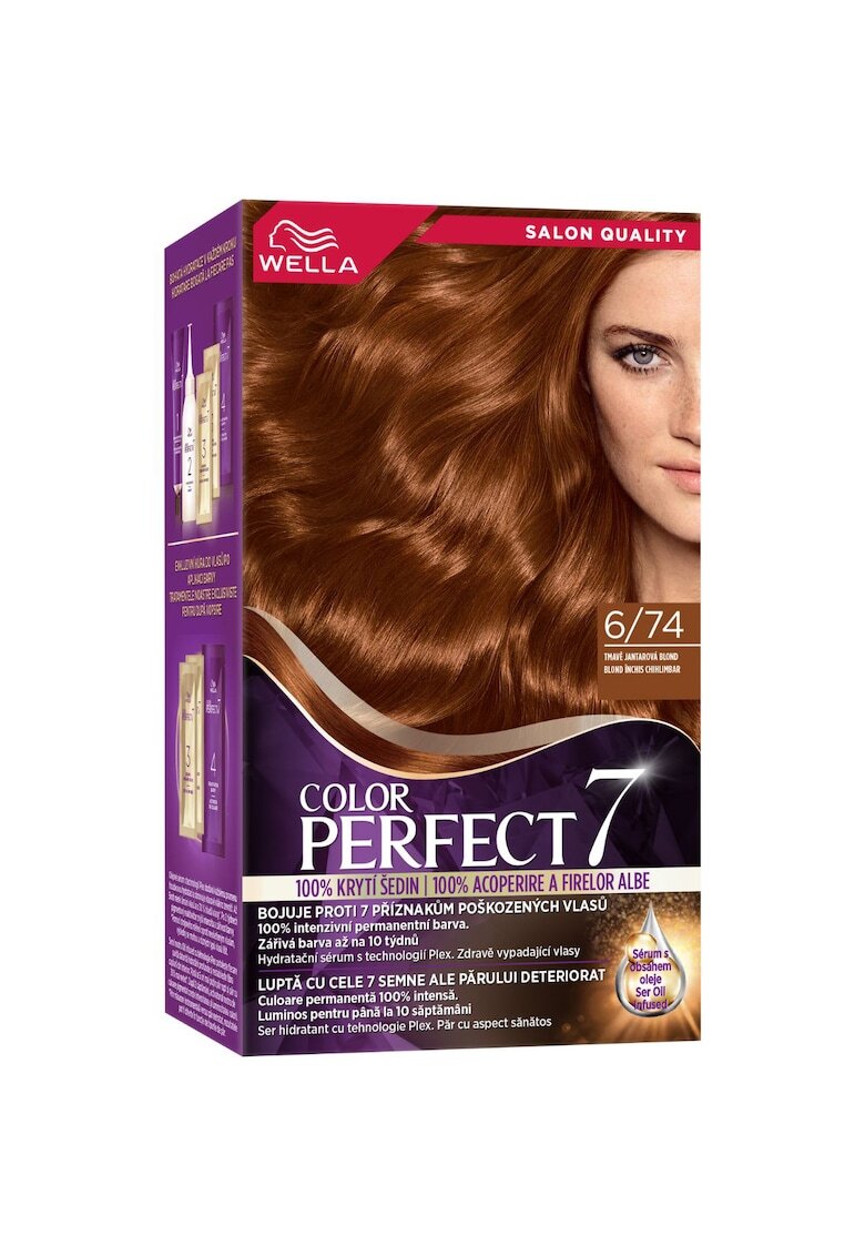 Wella Vopsea de par permanenta Color Perfect - 135ml - Blond Inchis Chihlimbar 6/74