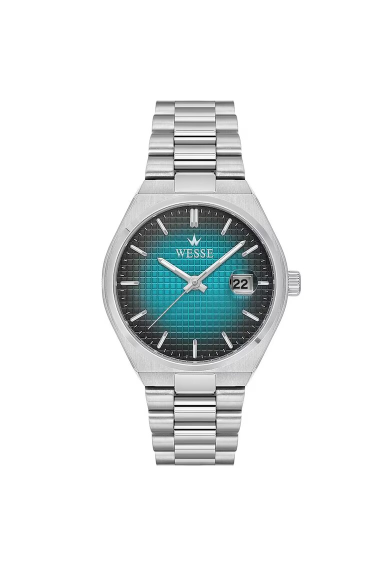 Wesse Ceas barbatesc - 40mm - curea metal - cadran verde - rezistent la apa 5 ATM
