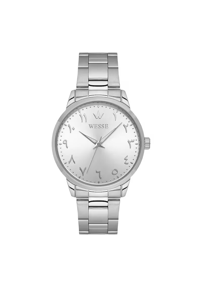 Wesse Ceas barbatesc 41-46 mm - carcasa din otel - curea din otel - gri - mecanism quartz - rezistenta la apa 5 ATM