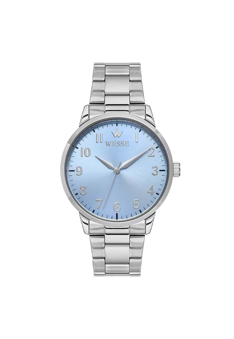 Wesse Ceas barbatesc 41-46 mm - curea din otel gri metalizat - mecanism quartz - rezistenta la apa 5 ATM