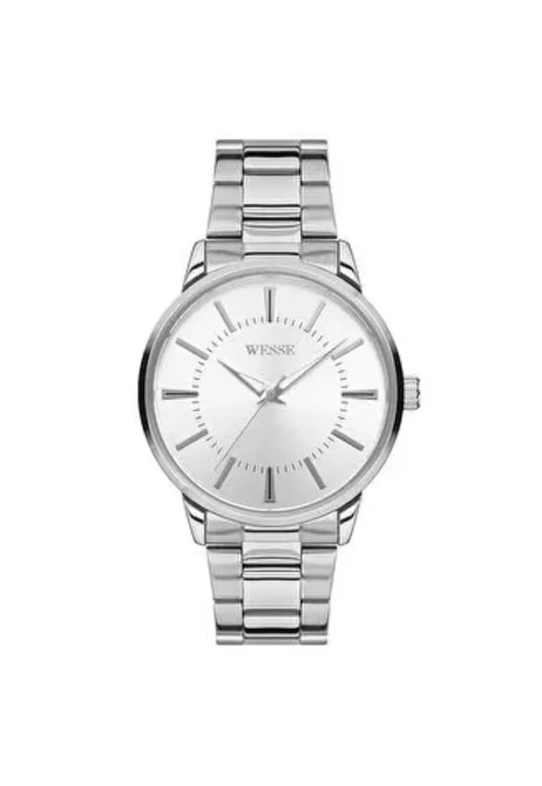 Wesse Ceas barbatesc model WWG203801 - 41-46 mm - curea din otel gri metalizat - mecanism quartz - rezistenta la apa 5 ATM